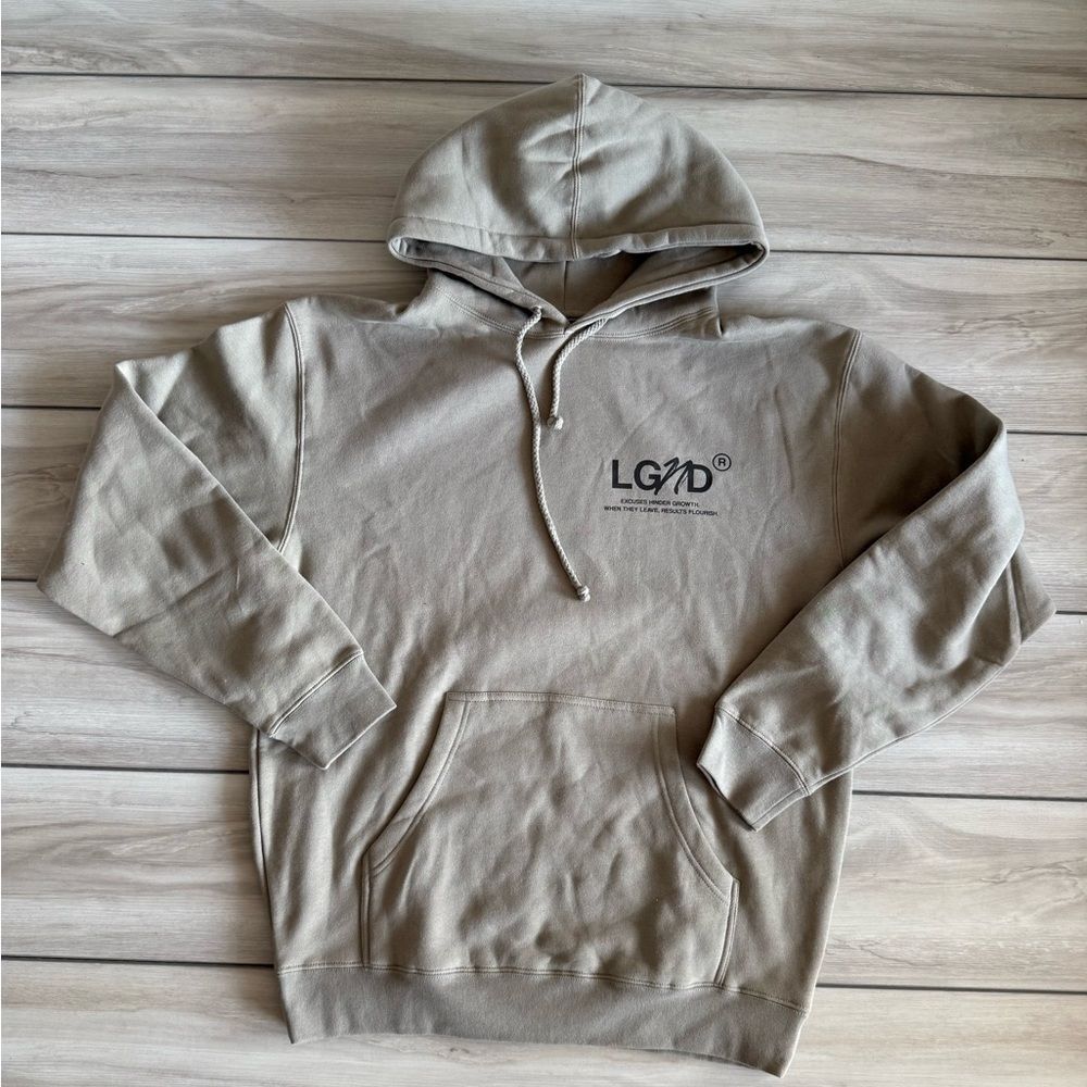LGND Supply Co Excuses Hinder Growth Hoodie Tan Large NWT